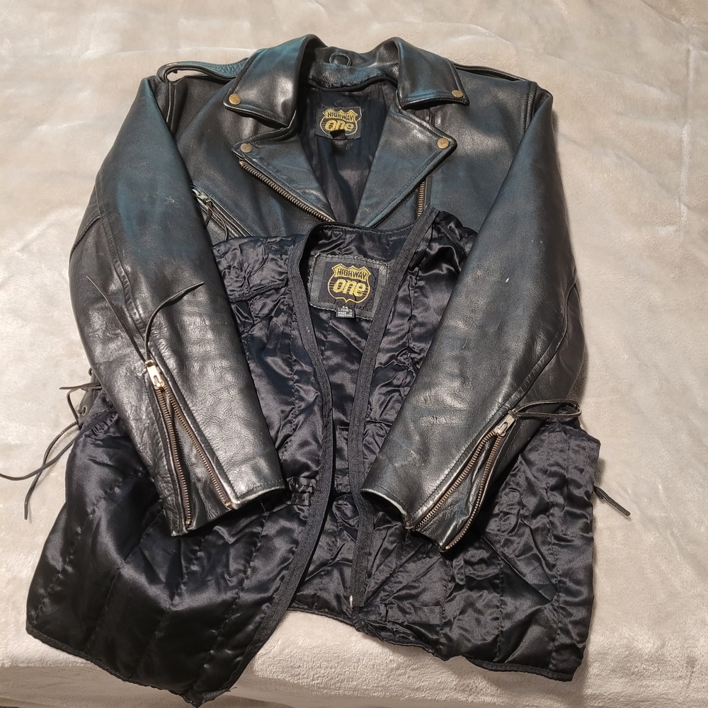 Classic Black Leather Motorcycle Jacket with Quilted Details